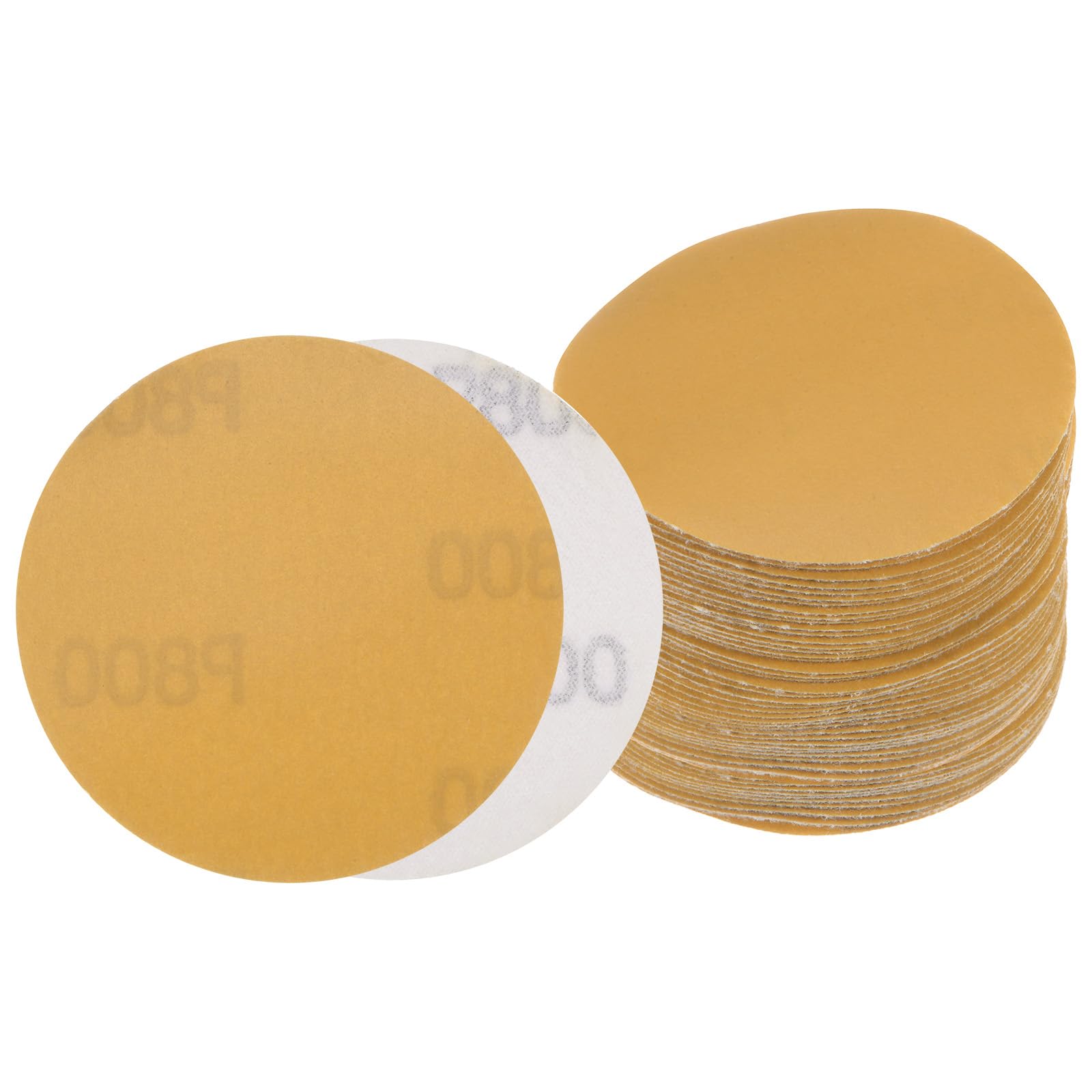 Kozelo 50pcs No Hole Sanding Discs- [ 3 Inch 800 Grit ] Round Hook and Loop Grip Sanding Pads Sheet Sandpaper for Automotive Woodworking Metal Polishing Use| Gold, Aluminum Oxide