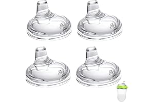 GIFTOPHILIA Sippy Spout Nipples for Comotomo Baby Bottles, Transition Straw Sippy Cup 100% Food Grade Silicone Soft Nipple, 6m+, Pack of 4