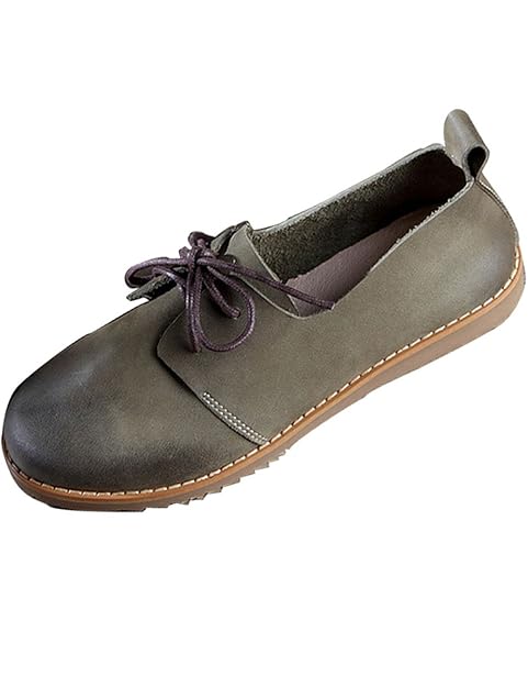 Amazon のグレープフルーツ プラム 牛革 レースアップ ローファー