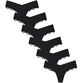 Flonica 6 Pack of Lace Cheeky Panties for Women, Sexy Underwear Thong, Comfortable No Show Thongs