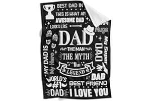 INKARTS Fathers Day Blankets Gifts for Dad, Super Soft and Cozy Letter Throw Blankets, Dad Birthday Gifts, Father Blankets, Dad Blankets from Daughter, Son, Wife, 70" L x 50" W