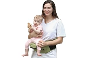 MOMIDEAL Baby Hip Seat Carrier, Stylish Hip Seat Baby Carrier for Newborns to 8-66 lbs Toddlers, Various Pockets, Adjustable Waistband, Ergonomic Non-Slip Toddler Carrier for Breastfeeding & On-The-Go (Khaki)
