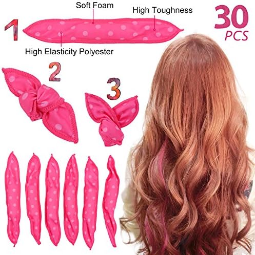 Ameauty Foam Hair Rollers for Long Medium Hair, No Heat, No Harm, Soft and Can be Used at Night for Save Time, Styling Tool For Women and Girl (30Pcs, Rose)
