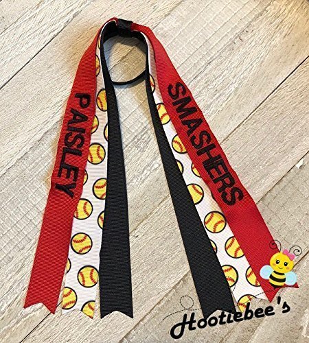 Amazon Com Custom Embroidered Softball Hair Bow Streamers Handmade