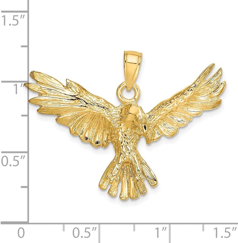 Amazon 14k イエローゴールド イーグル フライングペンダント チャーム ネックレス 鳥 ファインジュエリー 女性用 ギフト ネックレス 通販