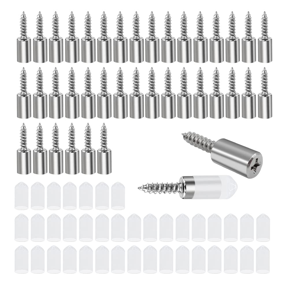 HLIWS 40 Pcs Metal Shelf Pins,Cabinet Shelf Pegs,Self-tapping Screw Design,for Cabinet Furniture Kitchen Wardrobe Shelves(with clear silicone protector)