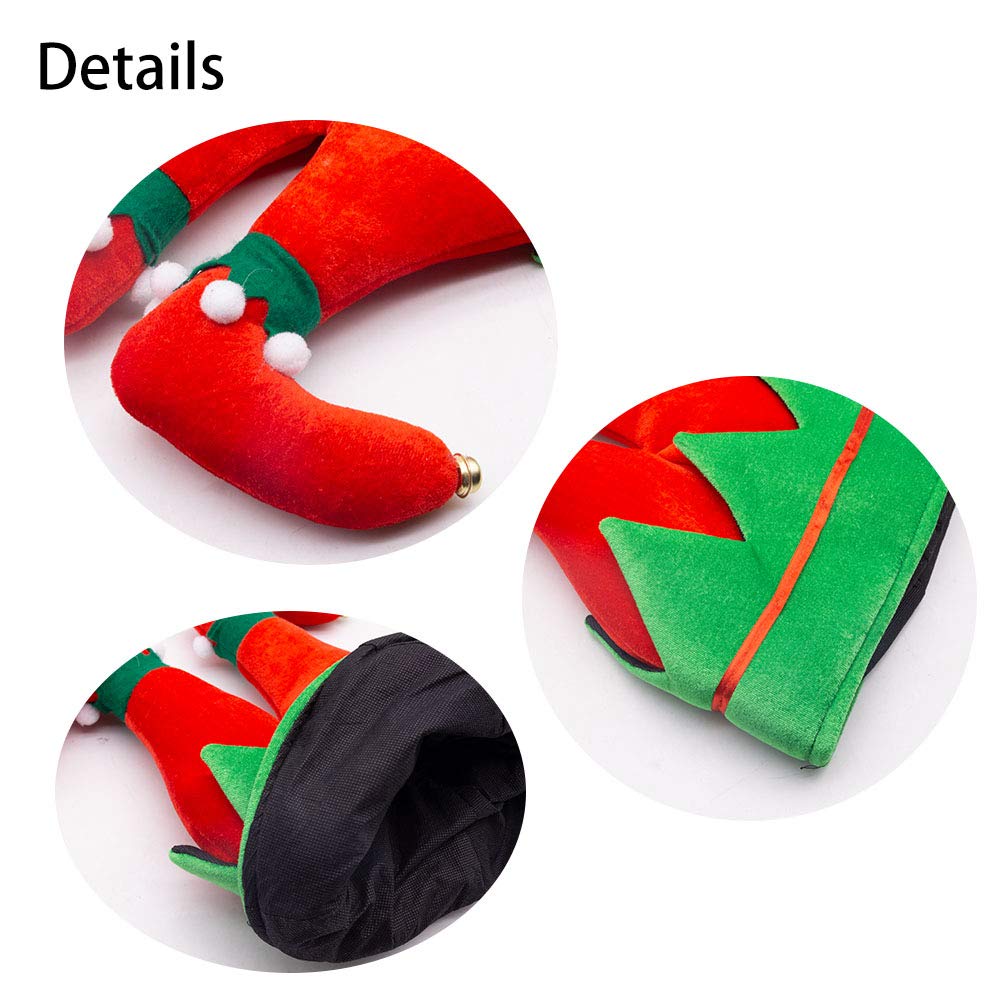 Christmas Elf Hat,3PCS Christmas Party Favors Christmas Slap Bracelets Santa Hats with Jingle Bells Funny Party Hats for Holiday Parties, Bar Crawls, Christmas Gatherings