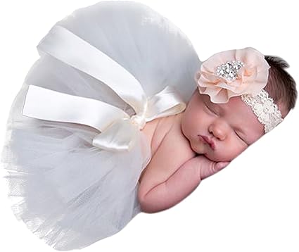 Happy Cherry Deguisement Bebe Fille Accessoire Photo Tutu Avec Nœud Bandeau De Cheveux Fleur Dentelle 0 2mois Blanc Bebe Bebe Puericulture