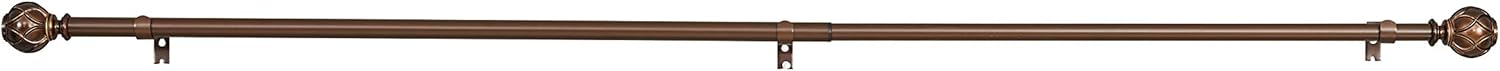 YunNephele 1 inch Bronze Curtain Rod with Netted Texture Ball Finials, Decorative Single Drapery Rod, Farmhouse Style Curtain Rod for Windows,36-72 inch: Home & Kitchen