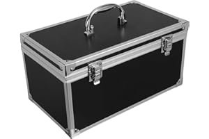 Anneome Portable Aluminum Tool Box 18-Inch Black Storage Case with Shockproof Design and Multi-Compartment
