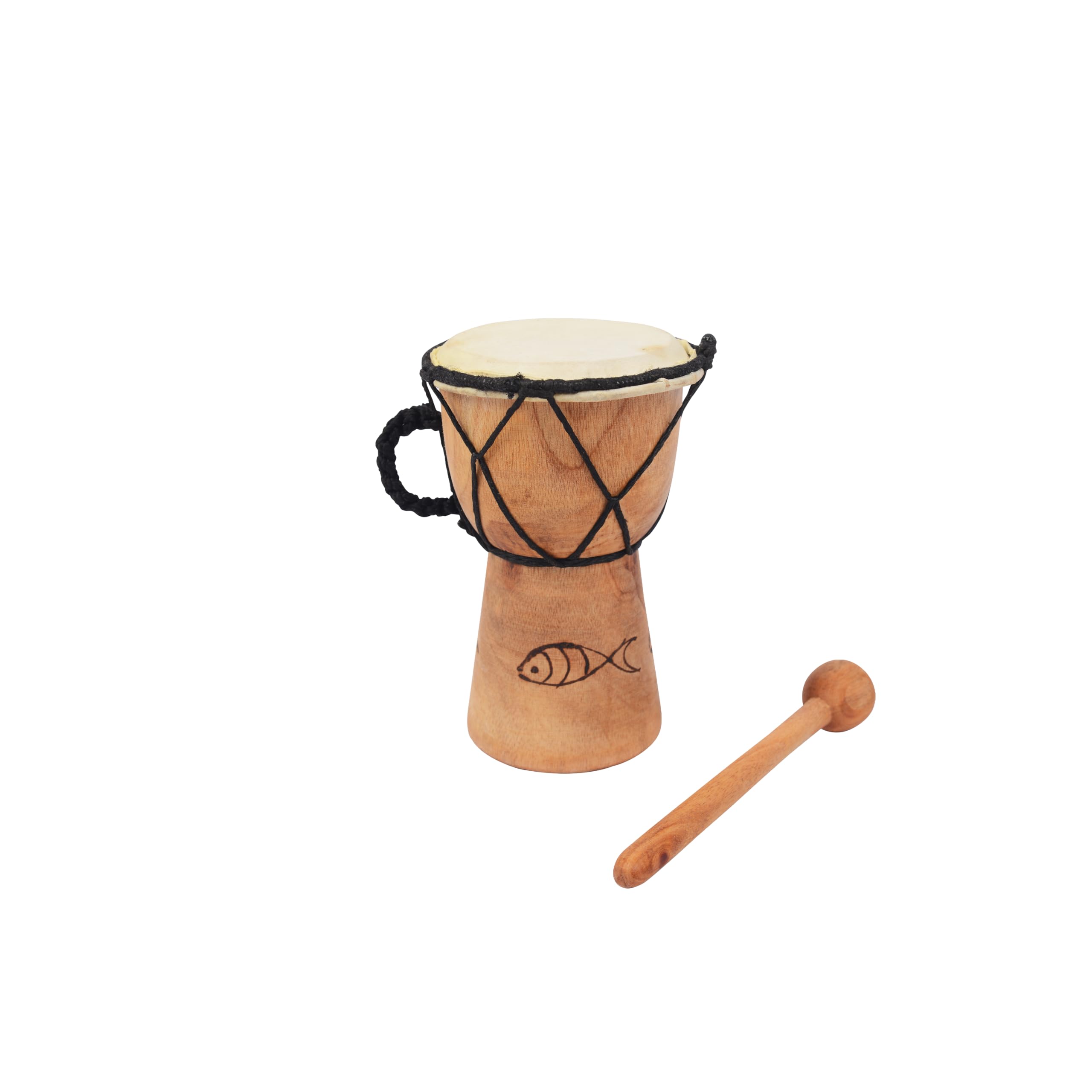 15cm Childrens African Djembe Drum made with Hand Carved Mahogany - 3.5" diameter, includes free drum stick