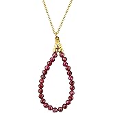 NJCRAFT Natural Gemstone Chips | Beads Handmade Dainty Hoop Pendant Necklace for Women| Chain 16+2 Inch Adjustable