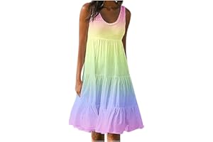 yardsong Sundresses for Women 2024 Plus Size Summer Sleeveless Pleated Tiered Dresses Casual Flowy Vacation Beach Dress