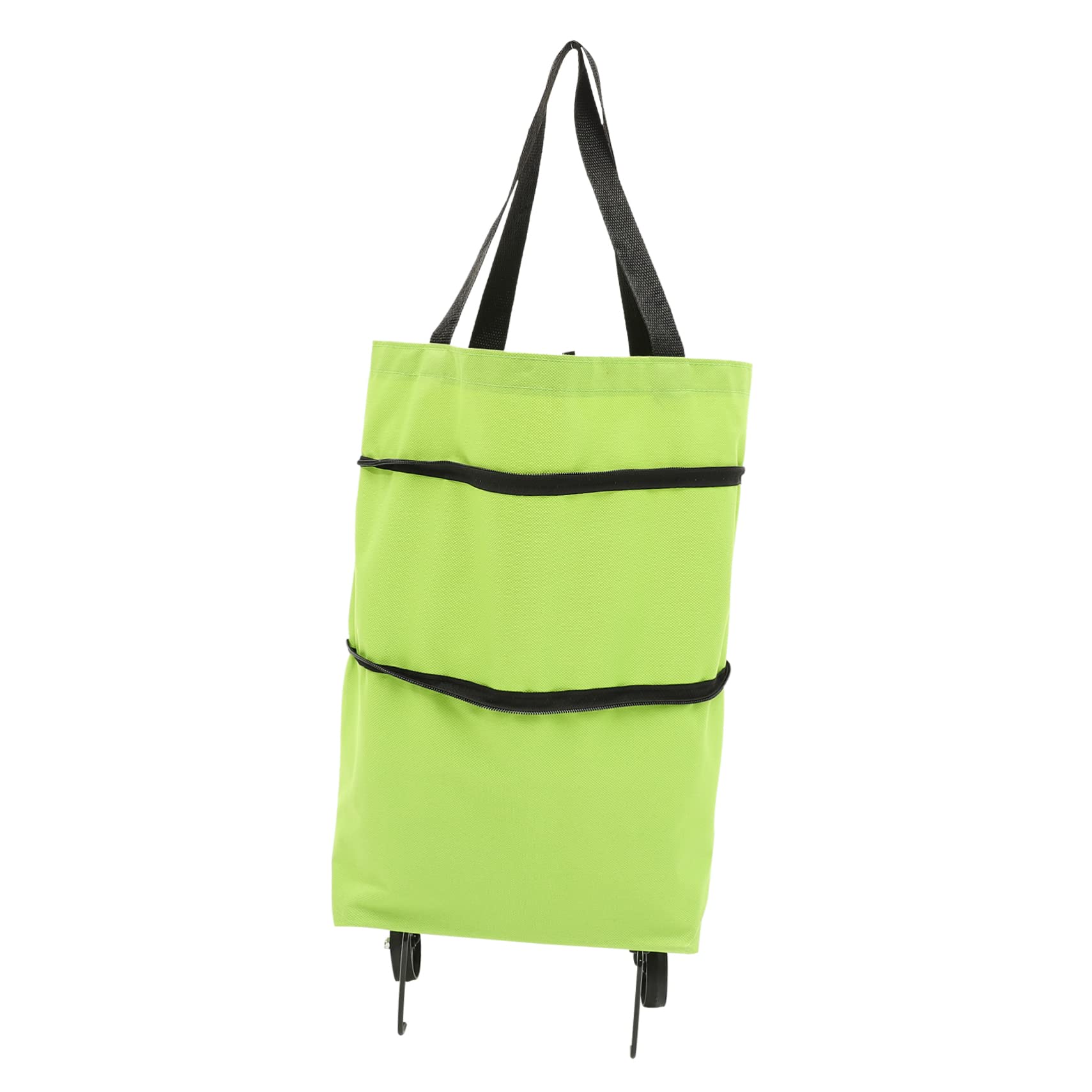 SOESFOUFU Collapsible Trolley Bag with Wheels Large Capacity Folding Grocery Bag for Shopping with Adjustable Handles Convenient Emerald Green