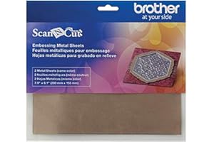 Brother ScanNCut Embossing Brass Metal Sheets CAEBSBMS1, 2 Pieces 7.9" x 6.1" for Custom Cards, Home Décor and More