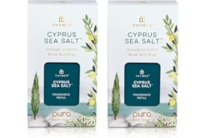 Thymes Cyprus Sea Salt Pura Oil Diffuser Refills – Bundle of 2 Pura Diffuser Refills – Pura Scents with Rosemary, Sage, Lemon & Jasmine – Use in Pura Scent Diffusers for Home (Pack of 2 Pura Refills)