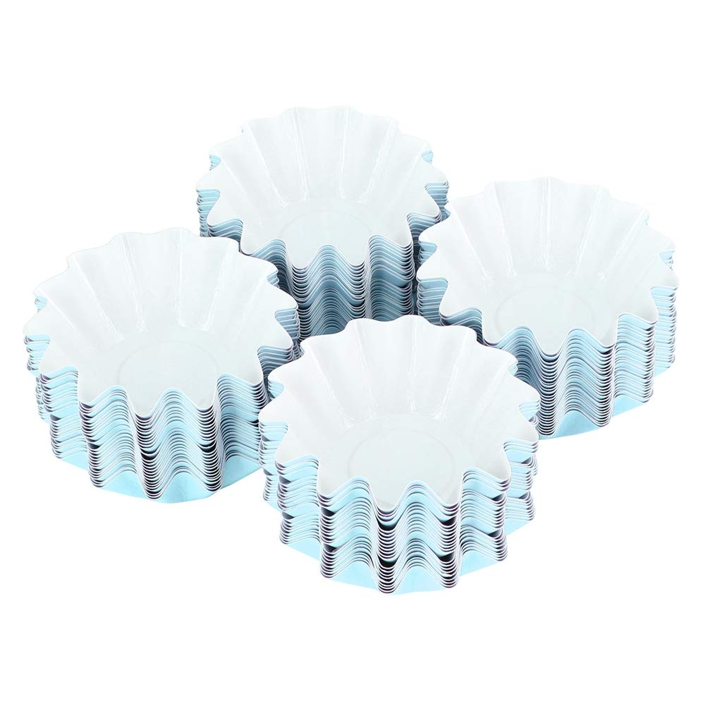 Cikonielf Flower Shaped Baking Cups Paper Cake Cup Muffin Cupcake Cases Dessert Cake Baking Moulds Birthday Party Decor 100 Pcs(Sky Blue)