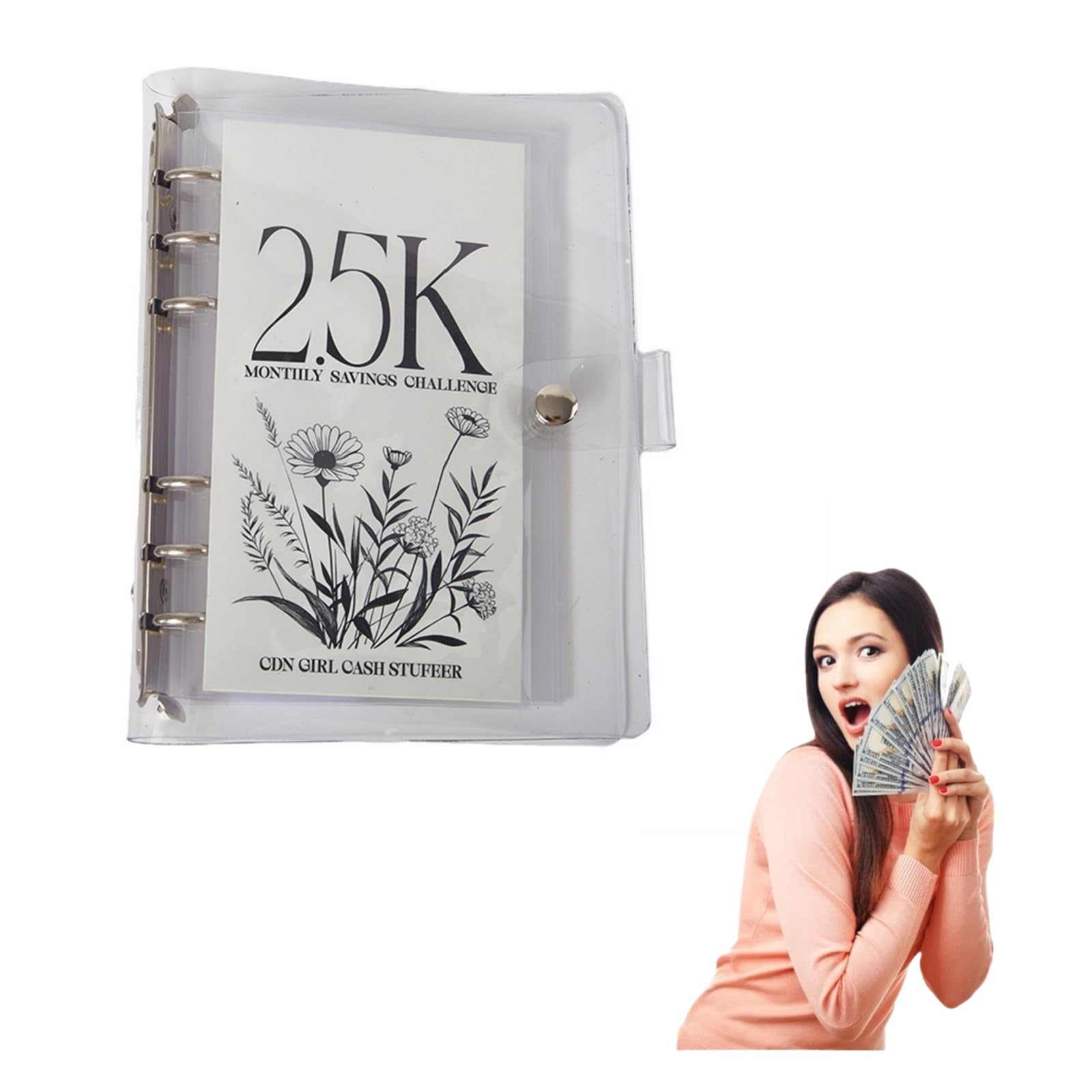 12-Month Money Savings Challenge Binder, Envelope Challenge Binder Money Saving Book for Photo Album Storage Money Saving Wallet and Budget Binder for Kids Adults (2.5K)