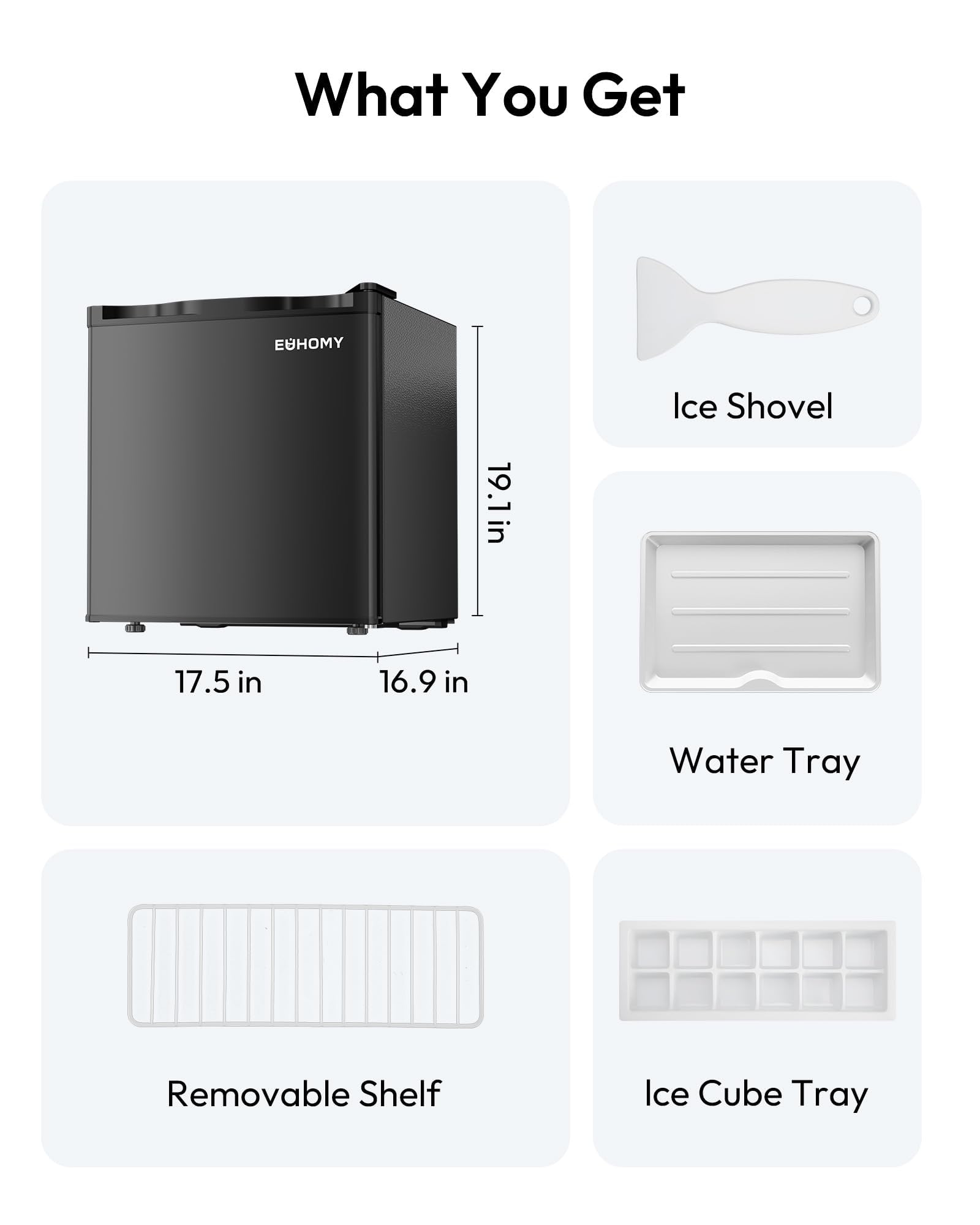 EUHOMY 1.7 Cu.Ft Mini Fridge with Freezer, Reversible Single Door Compact Refrigerator, Adjustable Thermostat, Energy Saving, Mini Fridge for Bedroom, Office, Dorm, Black