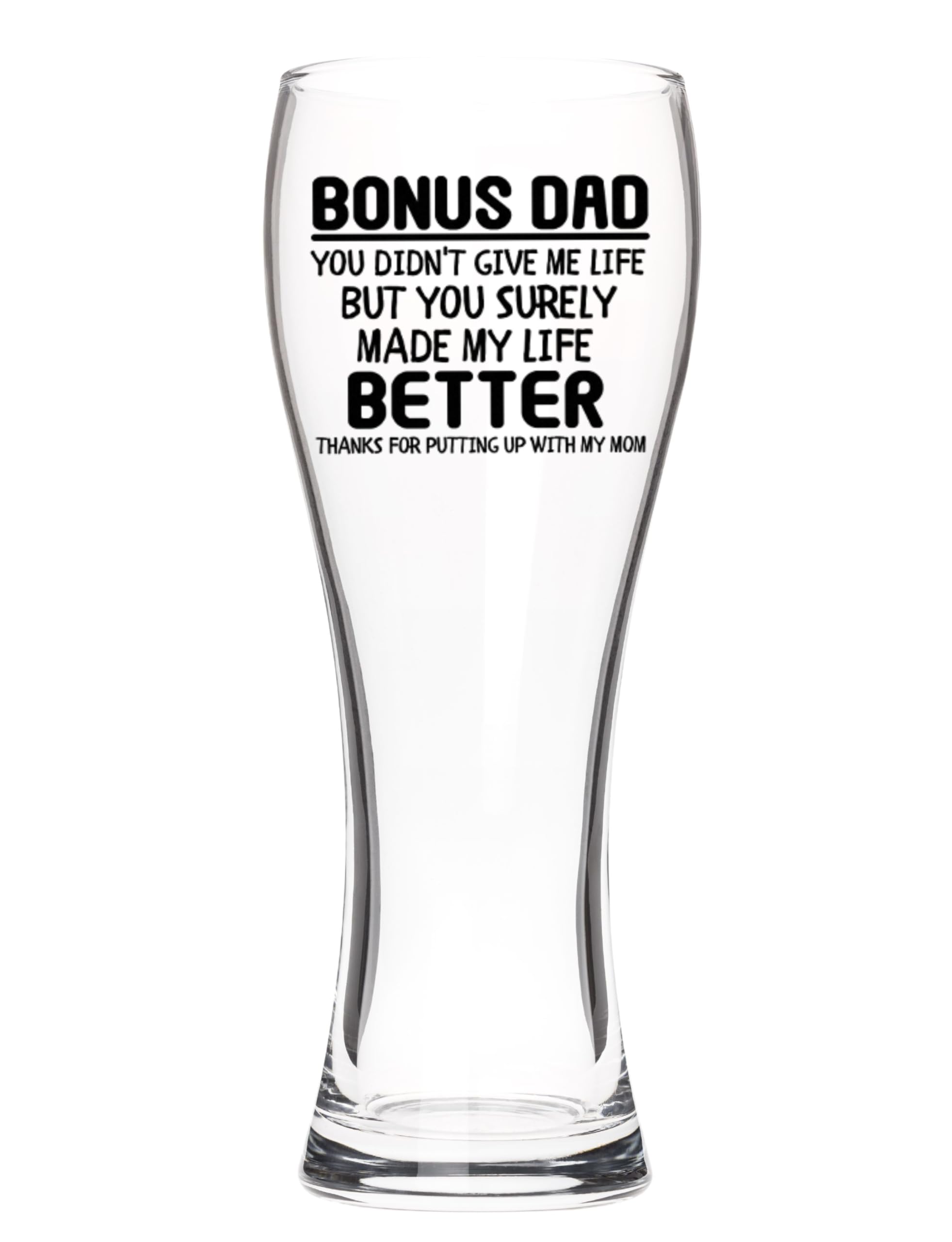 Onebttl Dad Beer Glass - 450 ml Pint Glass for Birthday, Father's Day, Christmas from Daughter, Son - Beer Mug Gift - Thanks for Putting up with My Mom