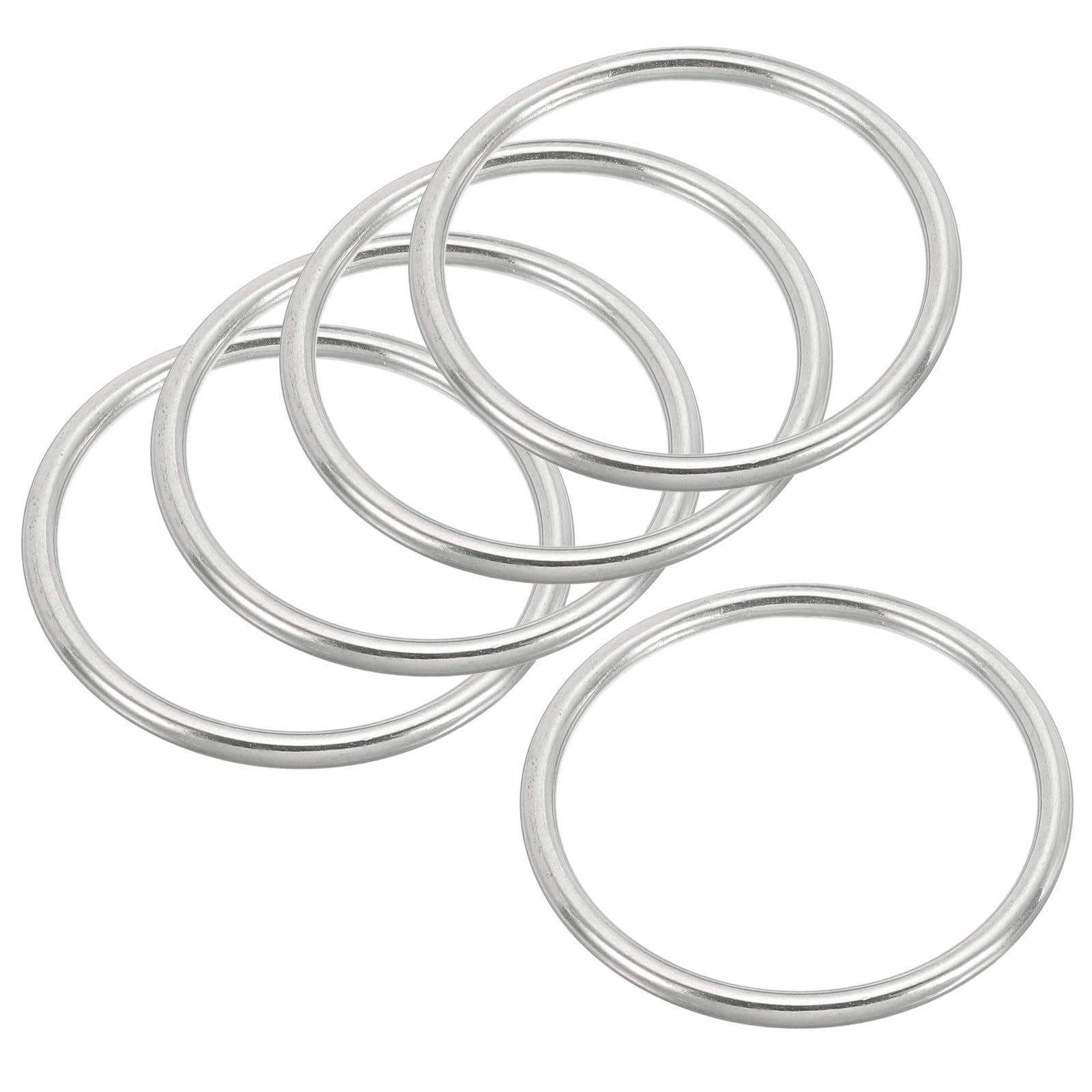 PATIKIL 5 Pcs Metal O Rings 1.6 Inch 316 Stainless Steel Marine Grade Multi-Purpose Welded Round for Macrame, DIY Craft, Hardware, Belt, Dog Leash, 4x40mm