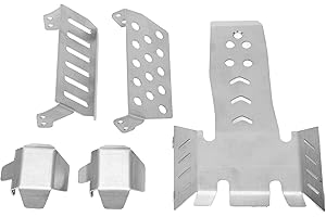 Acouto RC Chassis Armors Set Stainless Steel Skid Plate Accessory for VP VS4?10 Phoenix VPS09007 RC Car