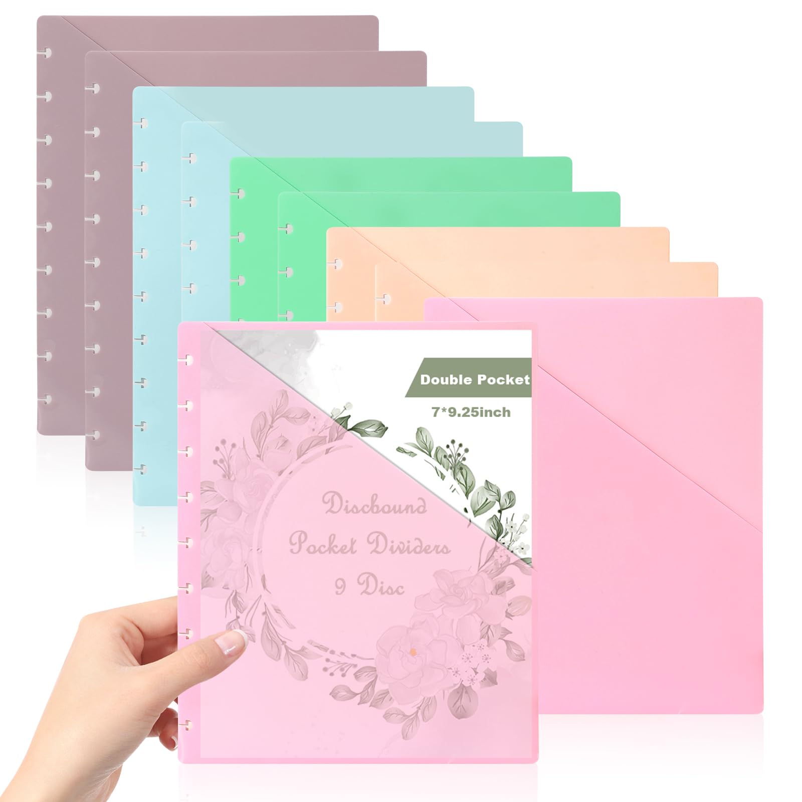 Photo 1 of 10 Pcs Discbound Pocket Dividers 2 Pocket Fit 7x9.25inch Paper Discbound Notebook Dividers with Pockets 9 Disc Planner Pocket Inserts Disc Planner Cover Discbound Notebook Accessories for Office