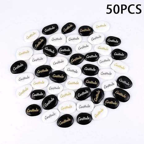Buy 50pcs Gratitude Rockimpact Glass Stones Engraved Rocks