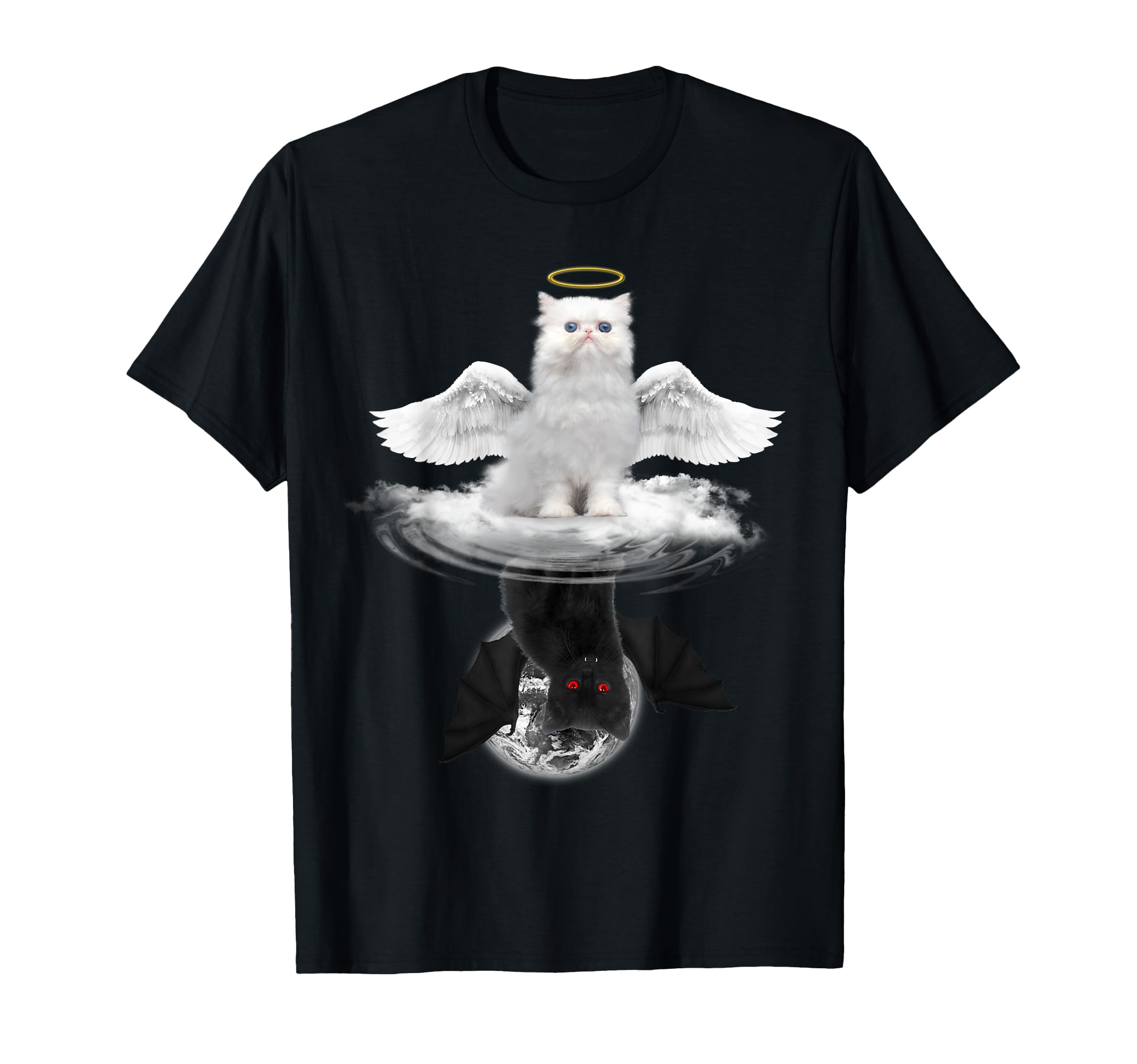 Angel Cat And Devil Cat Funny Kitty Kitten Cats Lovers T-Shirt