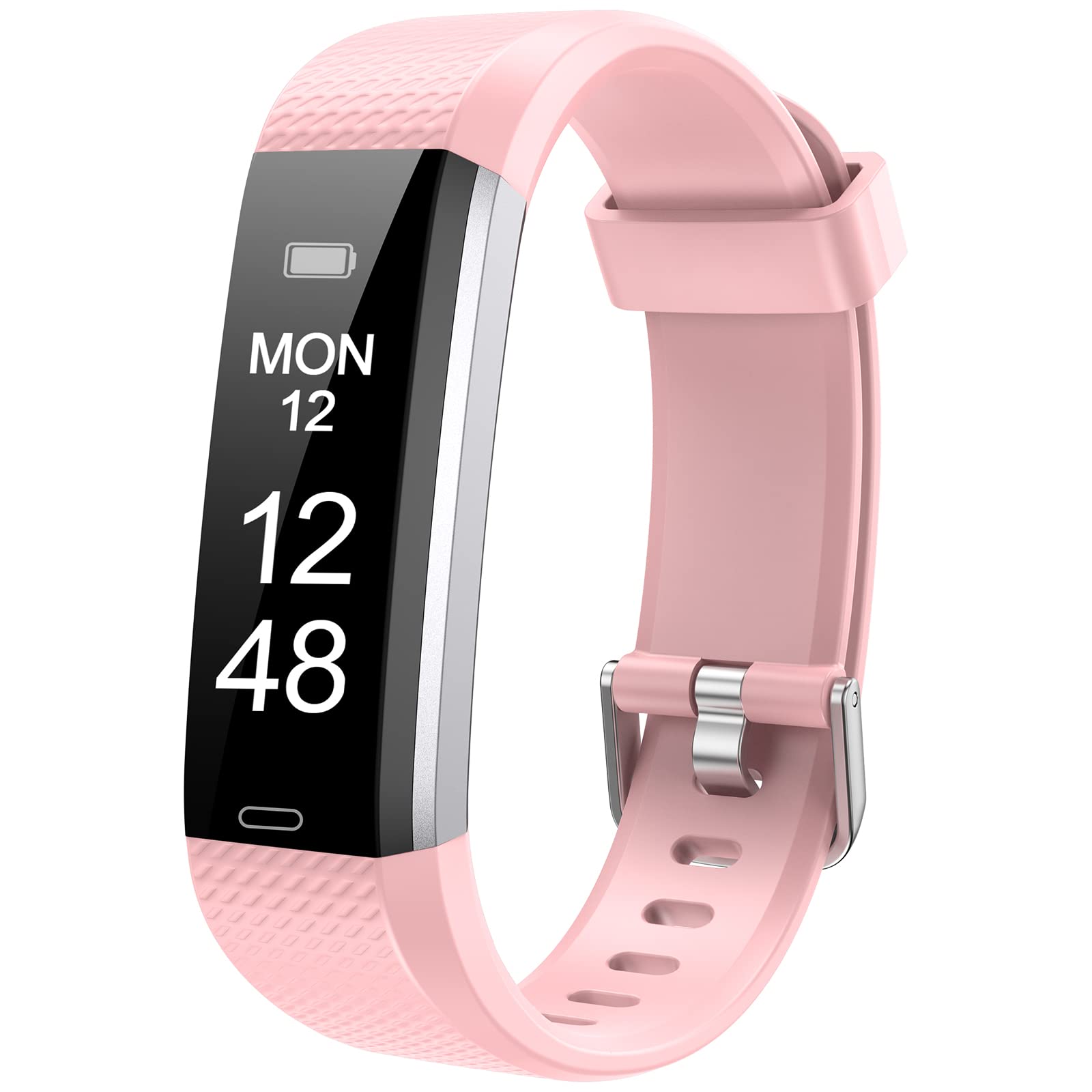 Runlio Fitness Tracker with Sleep Monitor, Activity Tracker with Step and Calories Counter, IP67 Waterproof Fitness Watch with Pedometer Stopwatch for Women Men, Pink