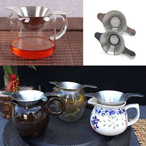 2pcs Different Size Stainless Steel Tea Coffee Strainer Fine Mesh Tea Funnel Leaf Filter with Double Handles, FDA Approved - Thumbnail 6