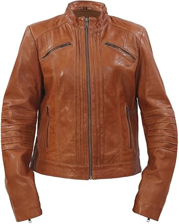 short brown leather jacket ladies