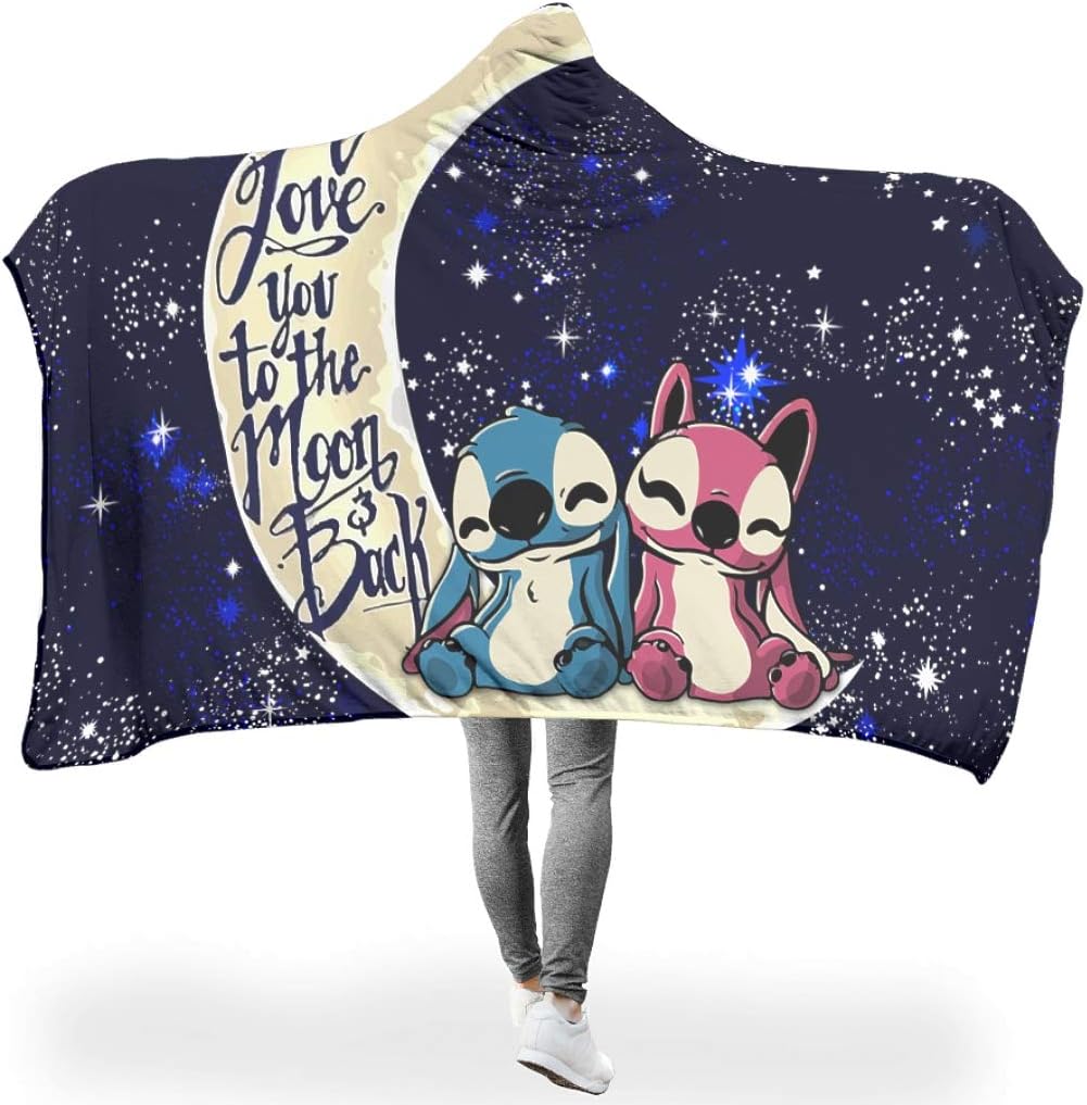 Stitch Moon Starry Sky Blankets with Hoodie Blanket Hooded Blanket