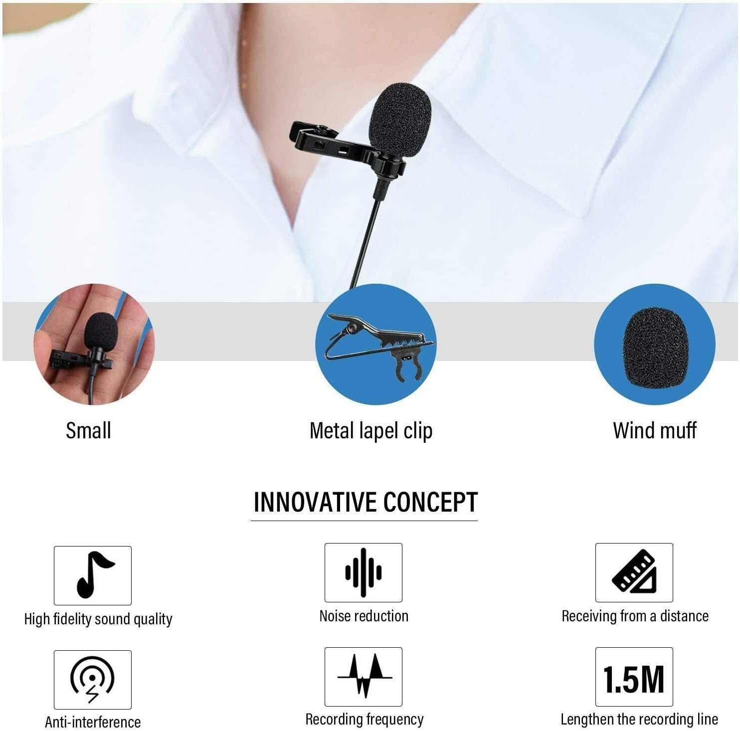 Yangers Mini USB Type C Microphone for Android Phones Omnidirectional Tie Clip Condenser Mic for Laptop iPad Pro Smartphones Samsung Huawei Xiaomi - Image 3