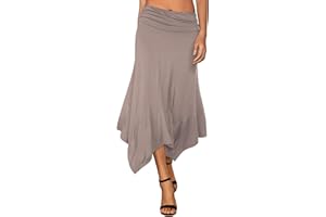 DJT Women's Flowy Handkerchief Hemline Midi Skirt