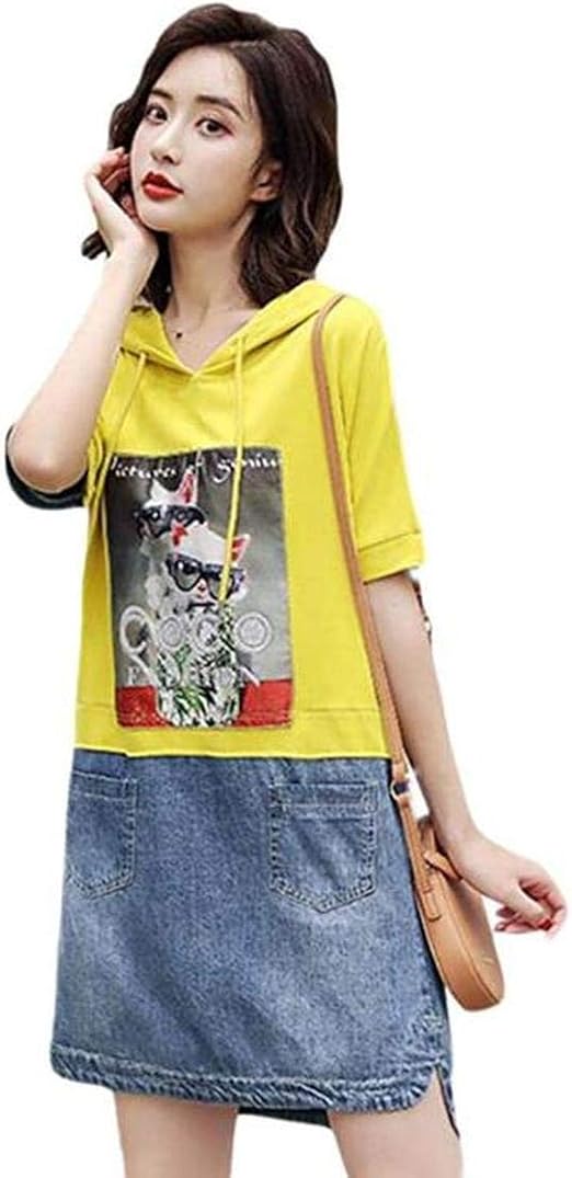 Amazon Taishan レディース パーカーワンピース 半袖 ワンピース フード付き パーカー ロング丈 Tシャツ チュニック着 痩 ゆったり 大きいサイズ 夏服 ワンピース 通勤 通学 ストリート ワンピース チュニック 通販