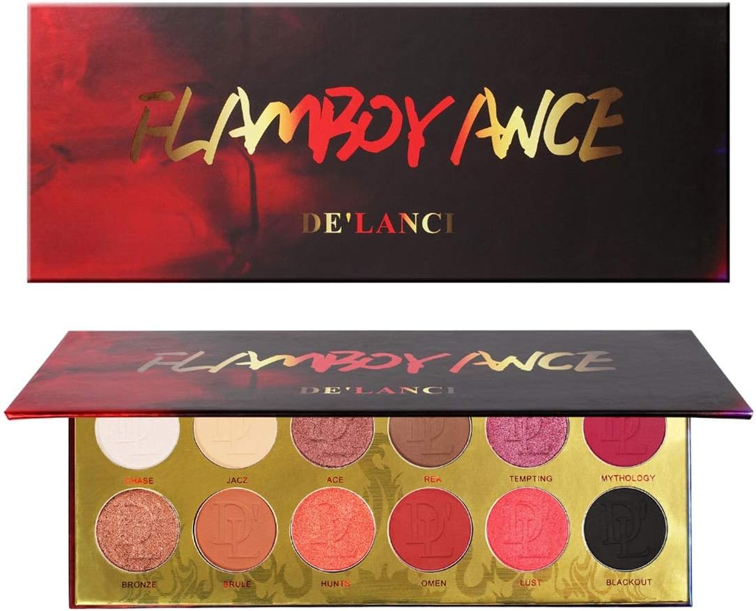 UCANBE BELLE Pigmented Glitter Eye Shadow Palette 12 Colors Flash Shimmer Eyeshadow with Matte Colors Easy to Wear Eye Daily Makeup