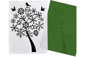 ESTIVAUX Trees Leaves Embossing Folders for Card Making, 5.7 × 4.2 Inch Plastic Embossing Folders Snowflake Leaves Template Stencil Craft Card Embossing Folder for DIY Scrapbooking