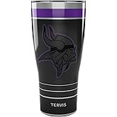 Tervis Traveler NFL Minnesota Vikings - Night Game Triple Insulated Tumbler Travel Cup Keeps Drinks Cold & Hot, 30oz, Stainless Steel