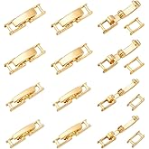 UNICRAFTALE 24Pcs 2 Styles Real 18K Gold Plated Fold Over Clasps Rectangle Necklace Bracelet Extender for Women Foldover Extension Jewelry Clasps for DIY Jewelry Making