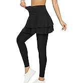 Tennis Skirted Leggings with Pockets for Women Active Skort Athletic Ruffle Pleated Golf Skapri with Skirt