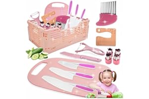 Montessori Kitchen Tools Set for Kids - 13 Piece Cooking & Baking Kit with Child-Safe Knives & Slicers for Ages 2-8 Years - G
