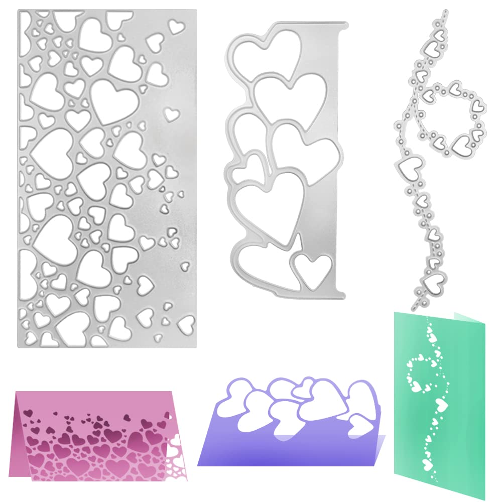 3 Pcs Heart Lace Metal Cutting Dies, SENHAI Love Heart Border Cutting Dies for DIY Scrapbook Photo Album Embossing Stencils Cards Making Wedding Decorative