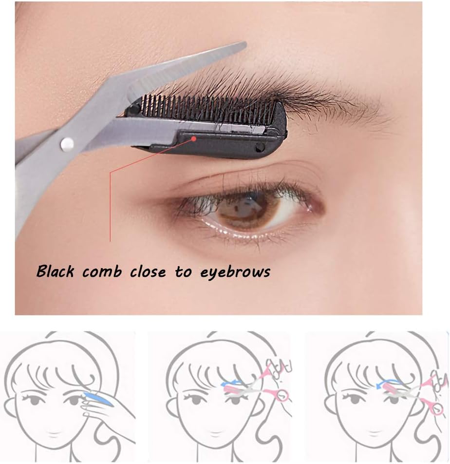 Eyebrow Shaping Kit 4" Curved Stainless Steel Eyebrow Scissors, Slant Tweezers, Eyebrow Razor, Eyebrow Scissors And Double Eyebrow Brush for Women: Home Improvement