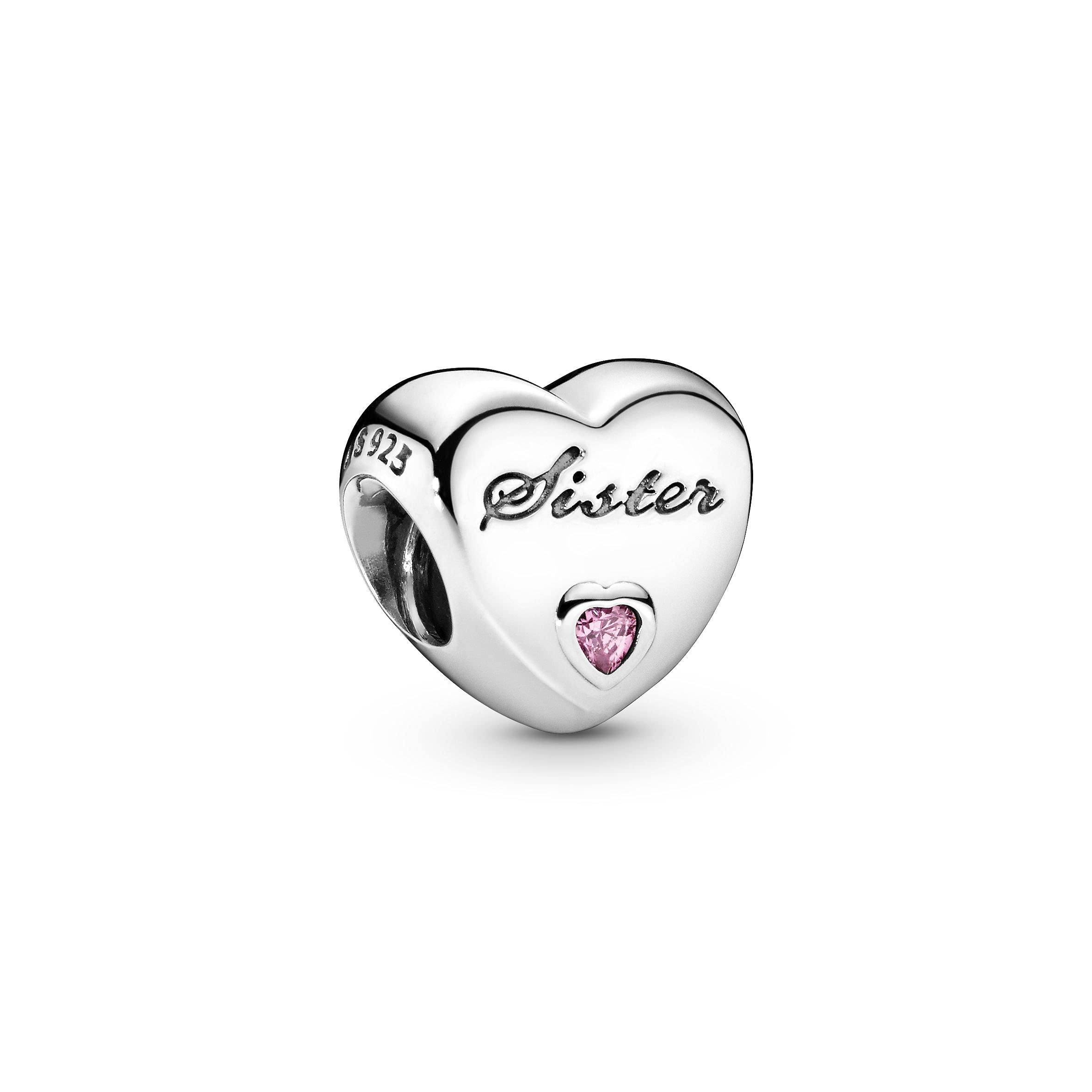 PANDORA Moments Women's Sterling Silver Sister's Love Cubic Zirconia Bracelet Charm, No Box