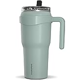 Hydrapeak Roadster 40oz Stainless Steel Tumbler Double Wall Vacuum Insulated Water Bottle With Handle And 2 in 1 Straw Lid (Pale Sage)