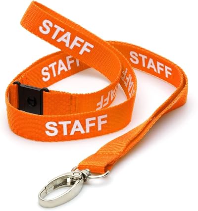 CKB LTD Orange Staff Lanyards Breakaway Safety Lanyard 100 Pack
