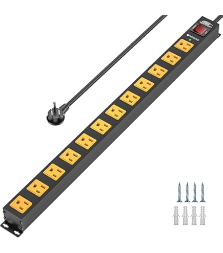 Tira De Alimentación IPX6 Para Exteriores Resistente A La Intemperie Protector De Sobretensiones Impermeable Con 8 Salidas Anchas Cable De
