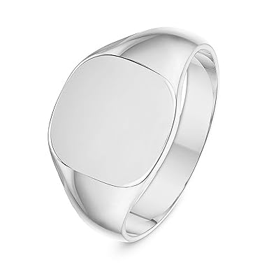 Unisex quadratischer oder ovaler Siegelring aus massivem Sterlingsilber, schwer und poliert