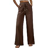 EVALESS Women Corduroy Pants Wide Leg Casual High Waisted Straight Leg Baggy Trousers